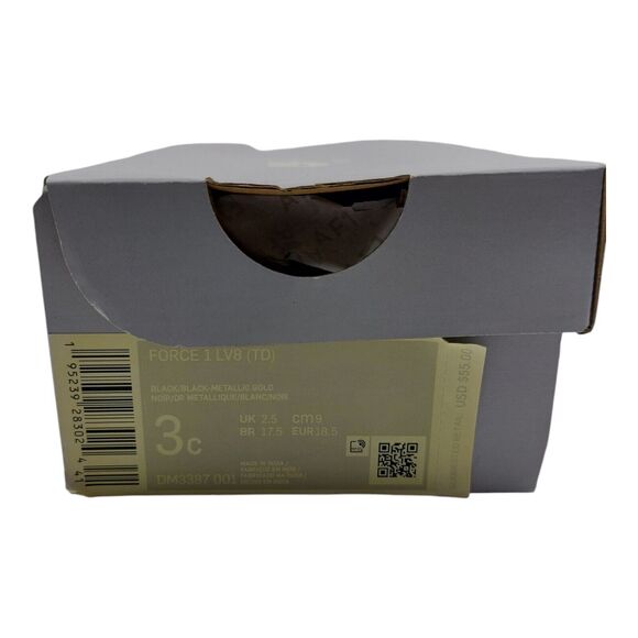 Nike Air Force 1 LV8 TD Shoes Black Metallic Gold Baby 3C DM3387 001 New In Box - Picture 10 of 13